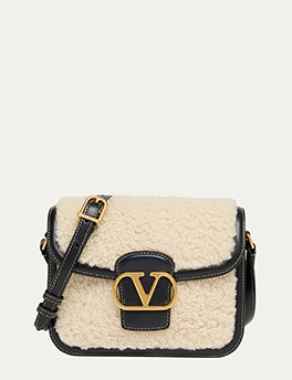 Valentino Garavani - 9 to 5 Small Shearling and Leather Shoulder Bag