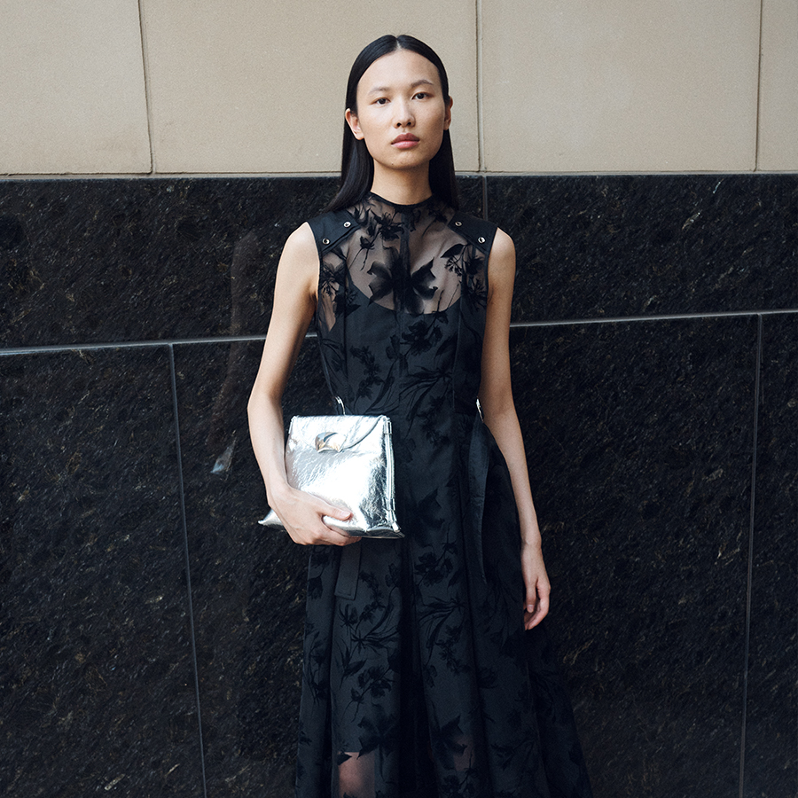 Model wears 3.1 Phillip Lim - Flocked Organza Midi Dress