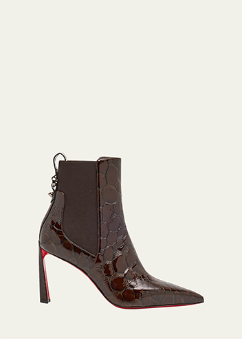Christian Louboutin - Condodo Croc-Embossed Patent Leather Booties