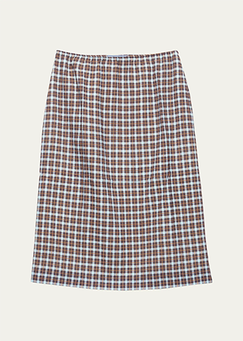 Prada - Checked Stretch Georgette Midi Skirt