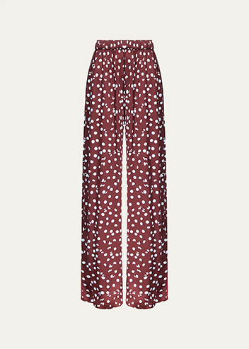 Diane Von Furstenberg - x Henry Zankov Verick Wide-Leg Polka Dot Silk Pants