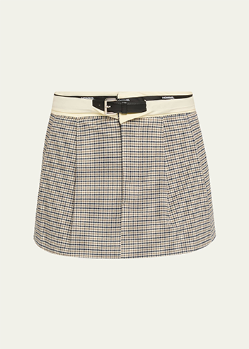 HommeGirls - Belted Flip-Waist Check Mini Skirt