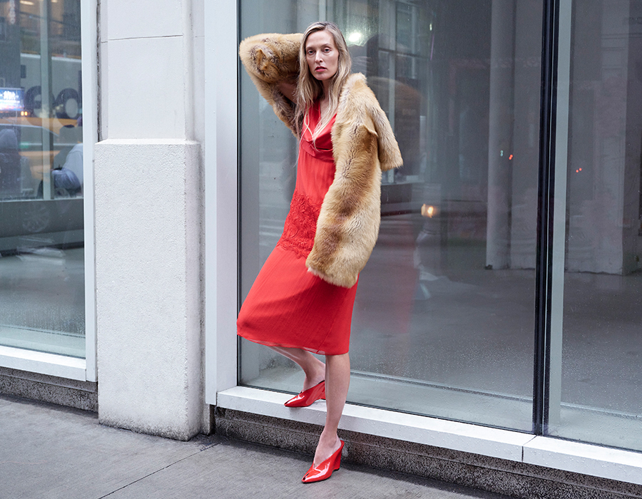 Model wears Ferragamo