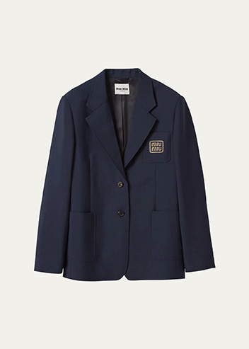 Miu Miu - Logo-Embroidered Mohair Blazer
