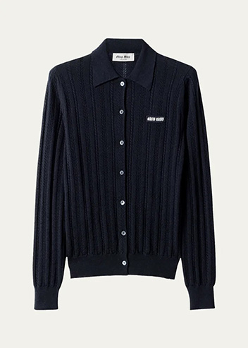 Miu Miu - Cashmere Pointelle Cable-Knit Cardigan