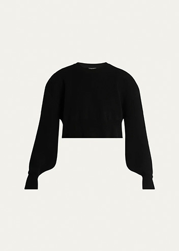 Tom Ford - Wool-Cashmere Blouson-Sleeve Crop Sweater