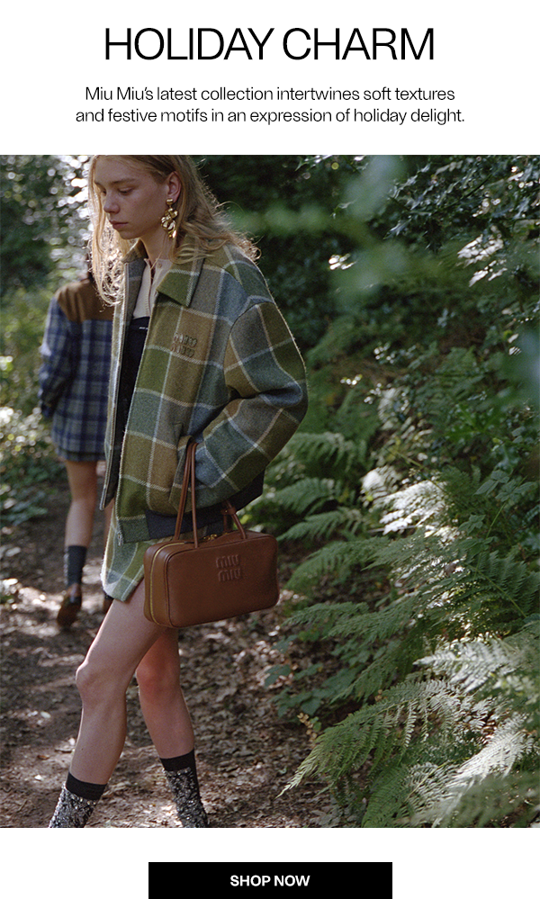 Model wears Miu Miu - Arcadie Large Leather Top-Handle Bag