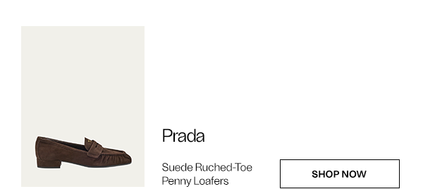 Prada - Suede Ruched-Toe Penny Loafers - Shop Prada