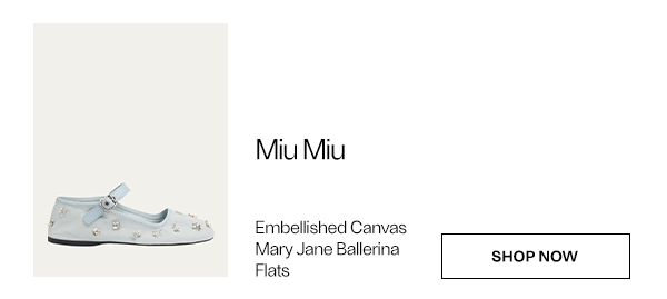 Miu Miu - Embellished Canvas Mary Jane Ballerina Flats - Shop Now