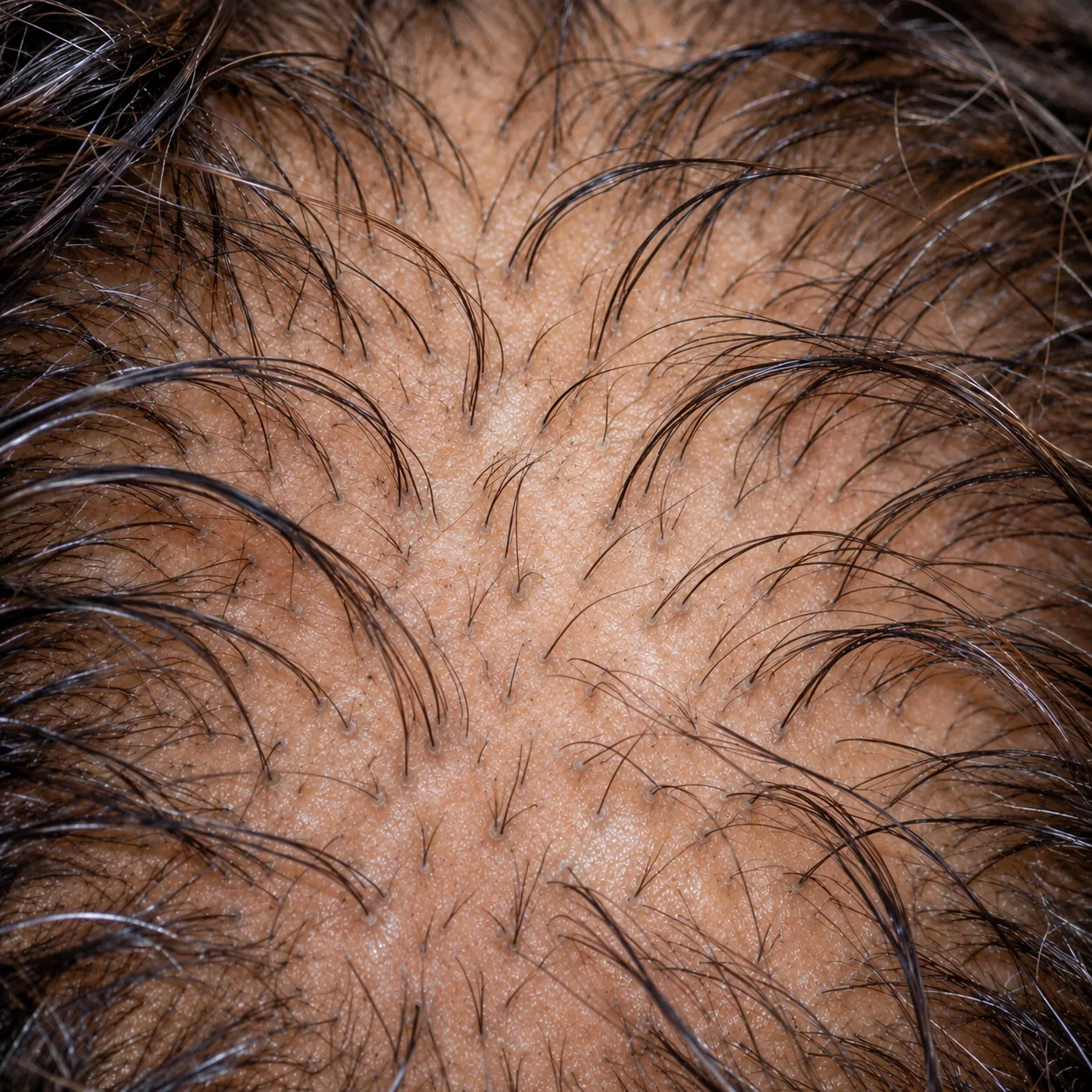 200x view of thinning along the part line and temples with full thickness behind
