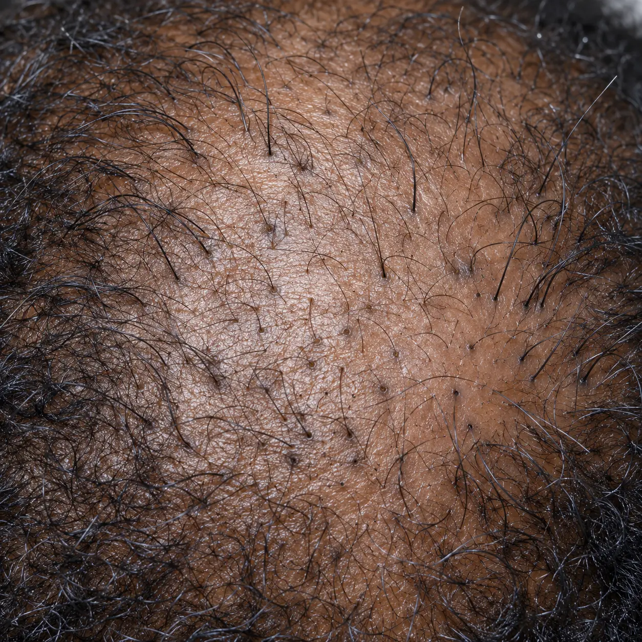 200x view of the crown in male pattern thinning