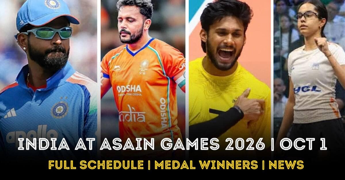 Asiad 2026 Oct 1 India full schedule, IND vs PAK match time, live streaming