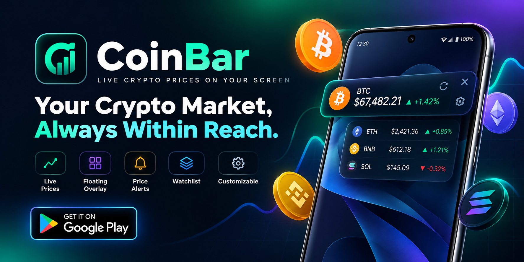 CoinBar — Crypto Price Overlay