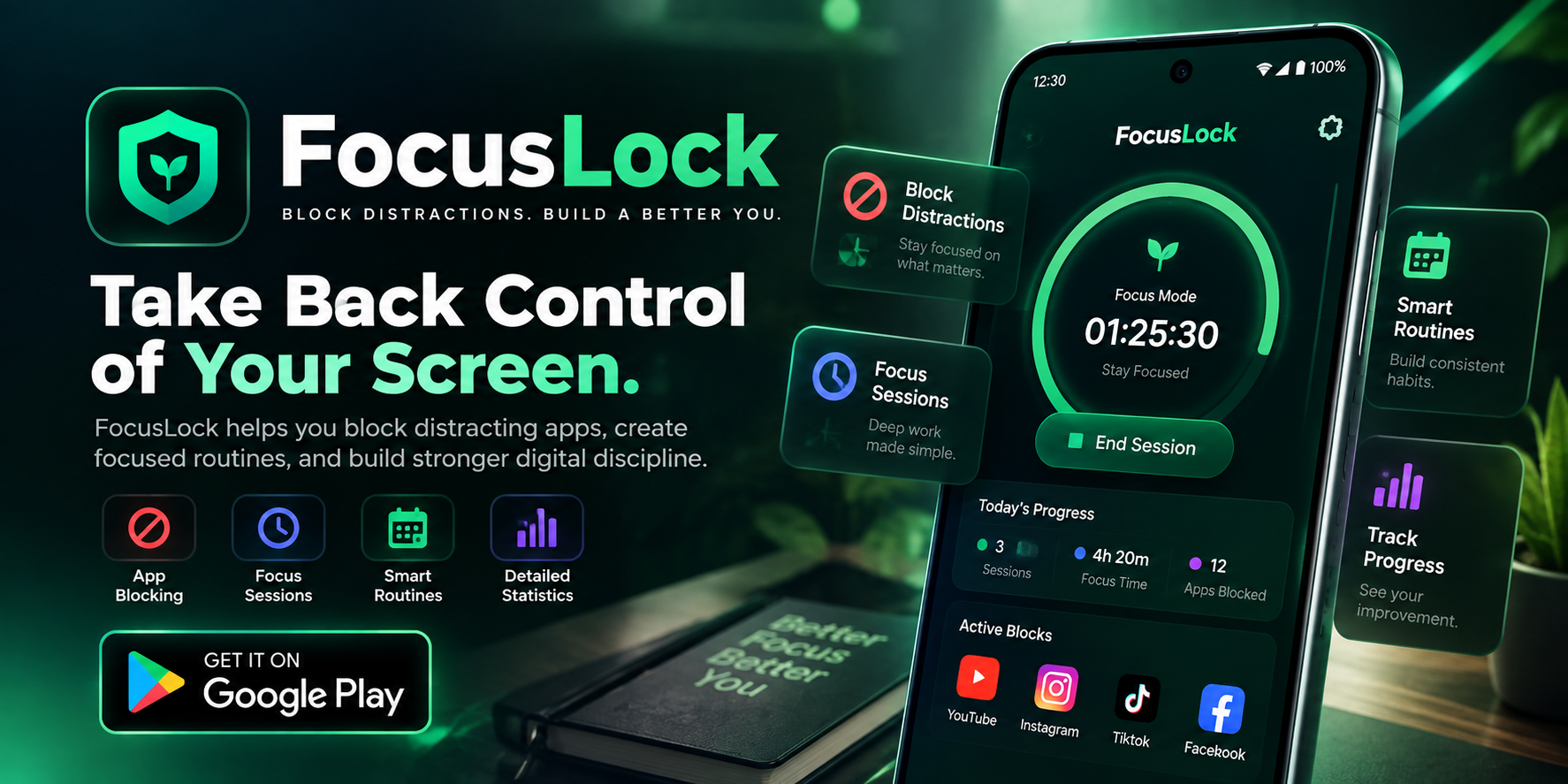 FocusLock — Digital Focus & Productivity App
