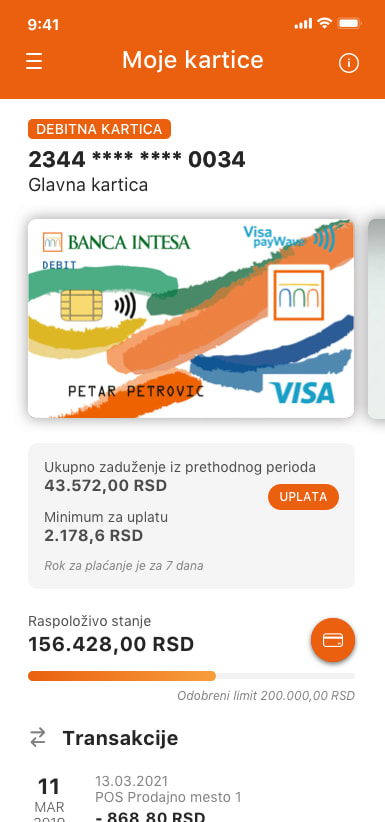 visa inspire kartica banca intesa digitalno bankarstvo 