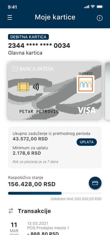 visa inspire kartica banca intesa digitalno bankarstvo