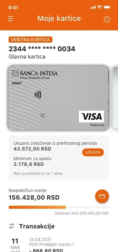 visa inspire kartica banca intesa digitalno bankarstvo 