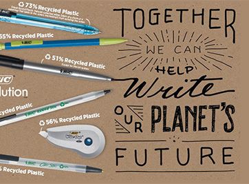 BIC USA inc. launches its first full range eco-friendly stationery line made of at least 50% recycled plastic