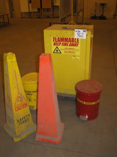 Fireproof Paint Cabinet Rag Cans Caution Cones On Auction Now At