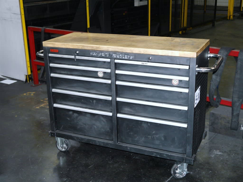 Csps Mobile Metal 10 Drawer Storage Unit With Wooden Work Top No