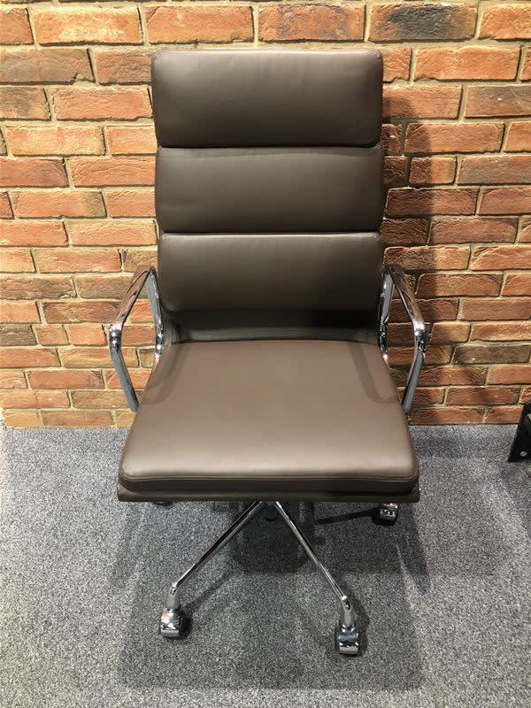 Eames Style Leather High Back Soft Pad Office Chair Brown