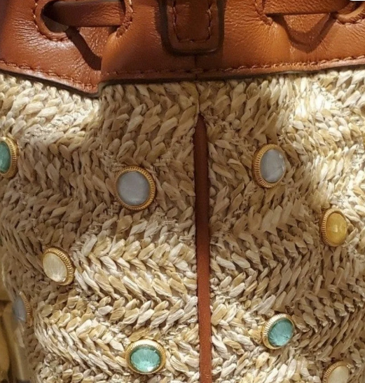 Tory Burch Willa Straw Embellished Bucket Bag, fallgala