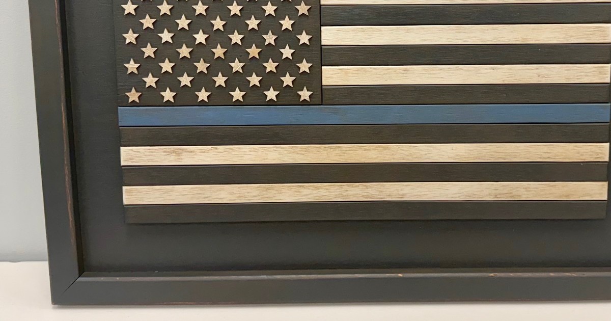Antiqued Custom Wood Thin Blue Line Flag 32” wide by 2 ...