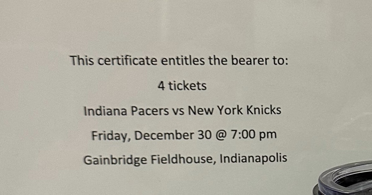 Pacers vs. Knicks Tickets + Life Center Basket dearborn23