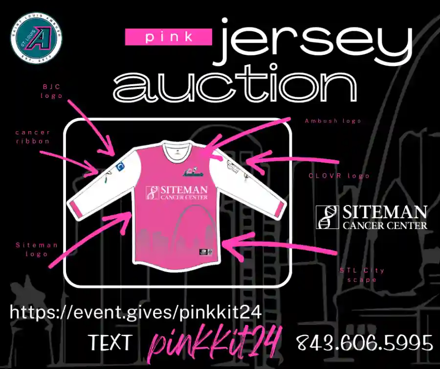 2023-2024 St. Louis Ambush Siteman Cancer Center jersey auction