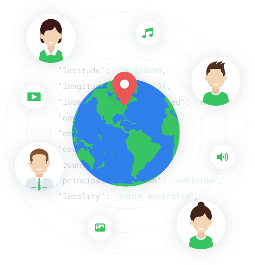 Image of globe and network of people.