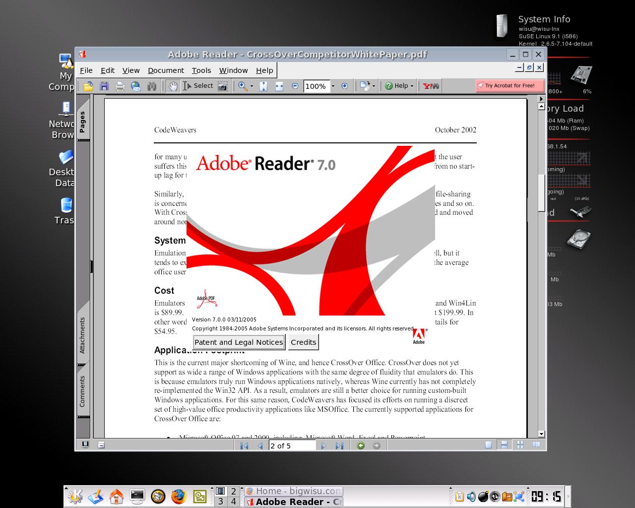 Acobat Reader 7 on Suse 9.1 @ work