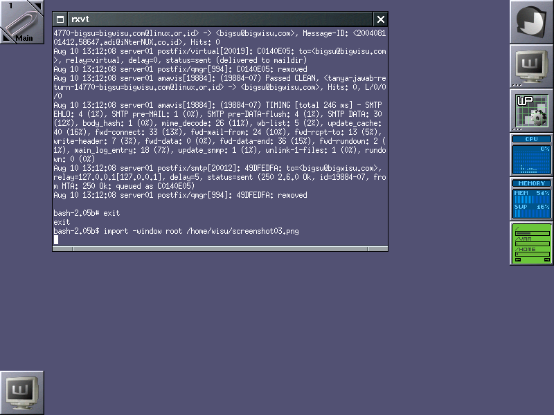 This is what this server looks like. It runs Slackware 10.0, here I use Windomaker to make administration eye catching