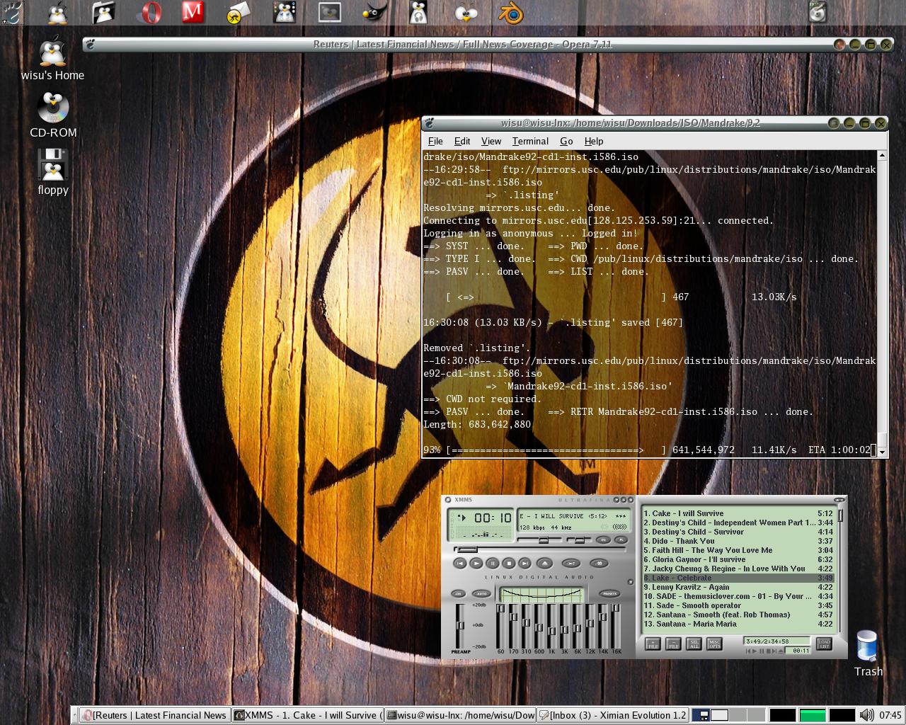 My workstation running a Gnome desktop on an Mdk 9.2 - 12 Dec 03