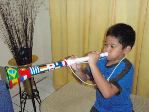 Bagus Blowing the Vuvuzela