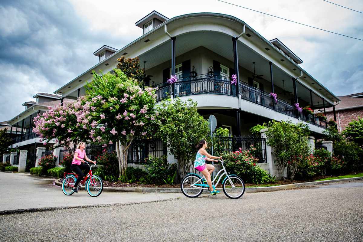 A photo of people biking in Covington.