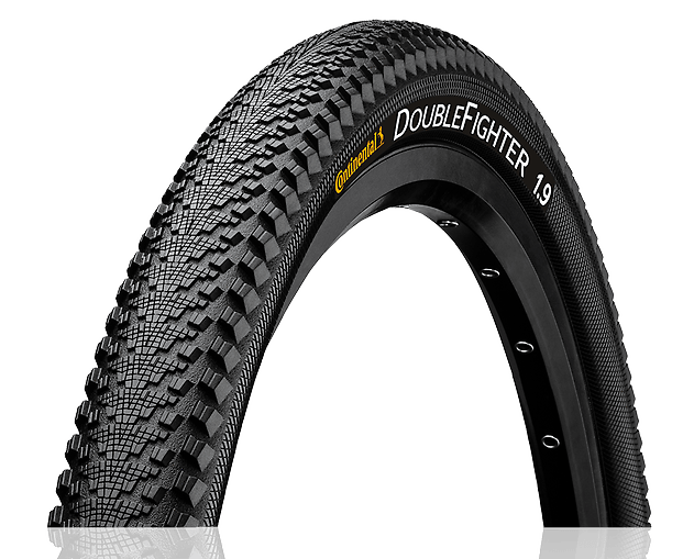 The ‘double’: light rolling and quiet on tarmac, yet grips on tracks and gravel roads.Robust rubber sidewalls make it impervious to damage even over rough ground.The ideal tire for transforming an off road bike to a nippy city racer.