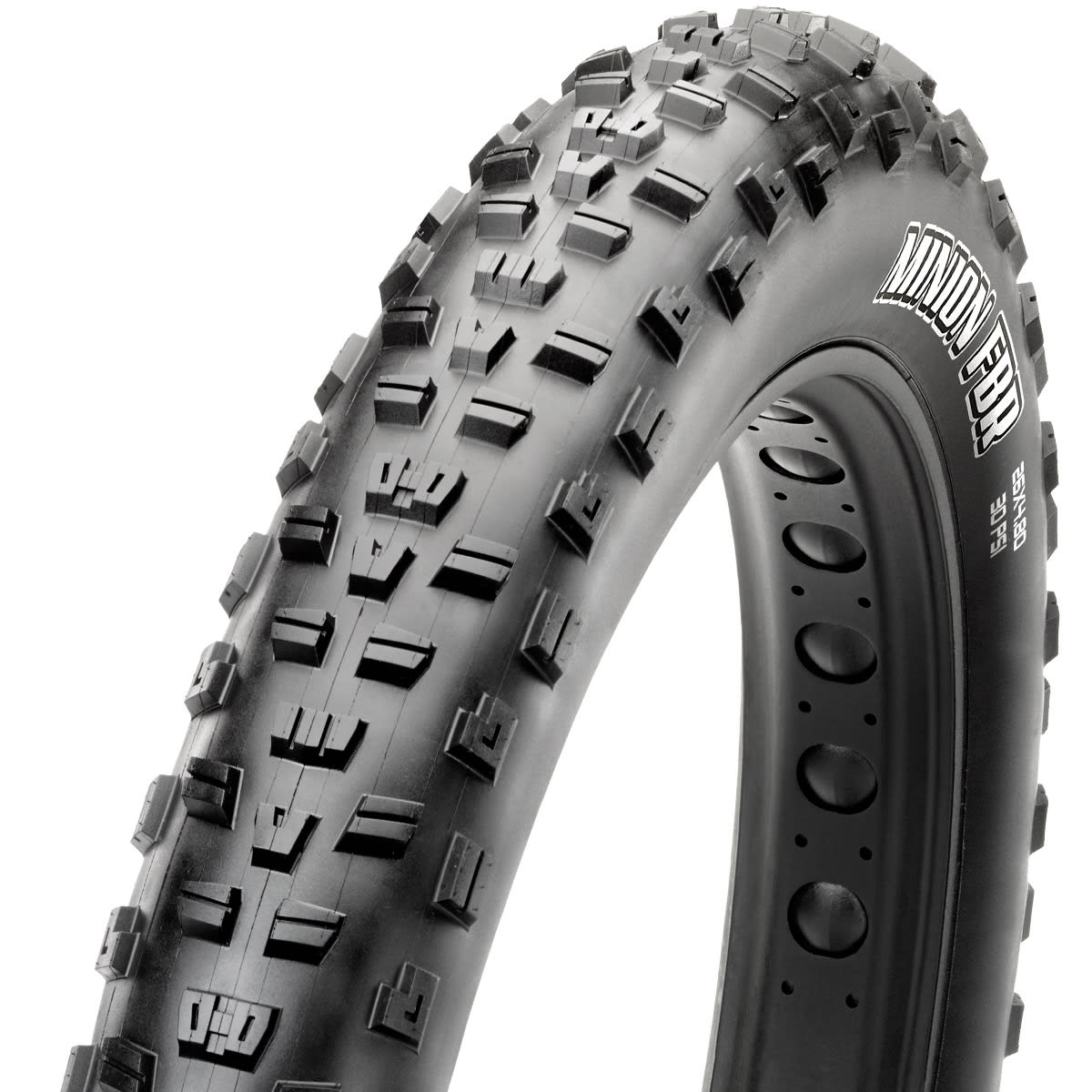 The Minion FBR is a rear-specific fat bike tire designed for trail riding. It shares the look of the Minion DHR II, but is optimized for fat biking. The Minion FBR features well-known, proven side knobs for cornering traction and ramped, paddle-like knobs down the middle, minimizing rolling resistance and maximizing traction in all conditions.