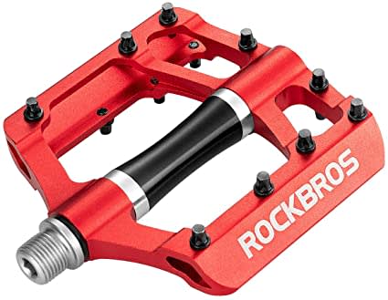 rockbros ROCKBROS Mountain Bike Pedals MTB Pedals Aluminum Bicycle Flat Platform Pedals Lightweight 9/16" Non-Slip Sealed Bearing for Road Mountain BMX MTB Bike