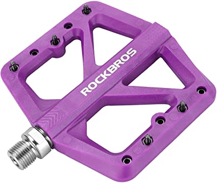 rockbros ROCKBROS Mountain Bike Pedals MTB Pedals Lightweight Nylon Composite Bicycle Flat Pedals 9/16" DU Bearing Bike Platform Pedals for BMX MTB Mountain Road Bike