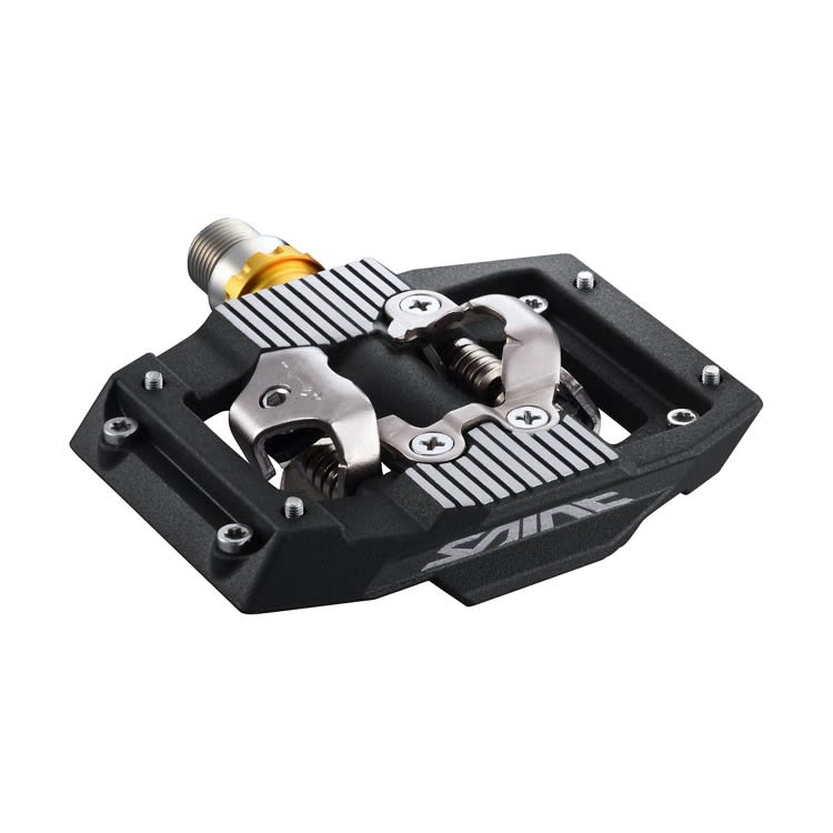 Clip into the SAINT M820 series SPD pedal's robust retention claws for serious downhill riding. Improved axle durability raises these thin and tough pedals to a new level. Experience even better bike control by pairing with SHIMANO GR series shoes.