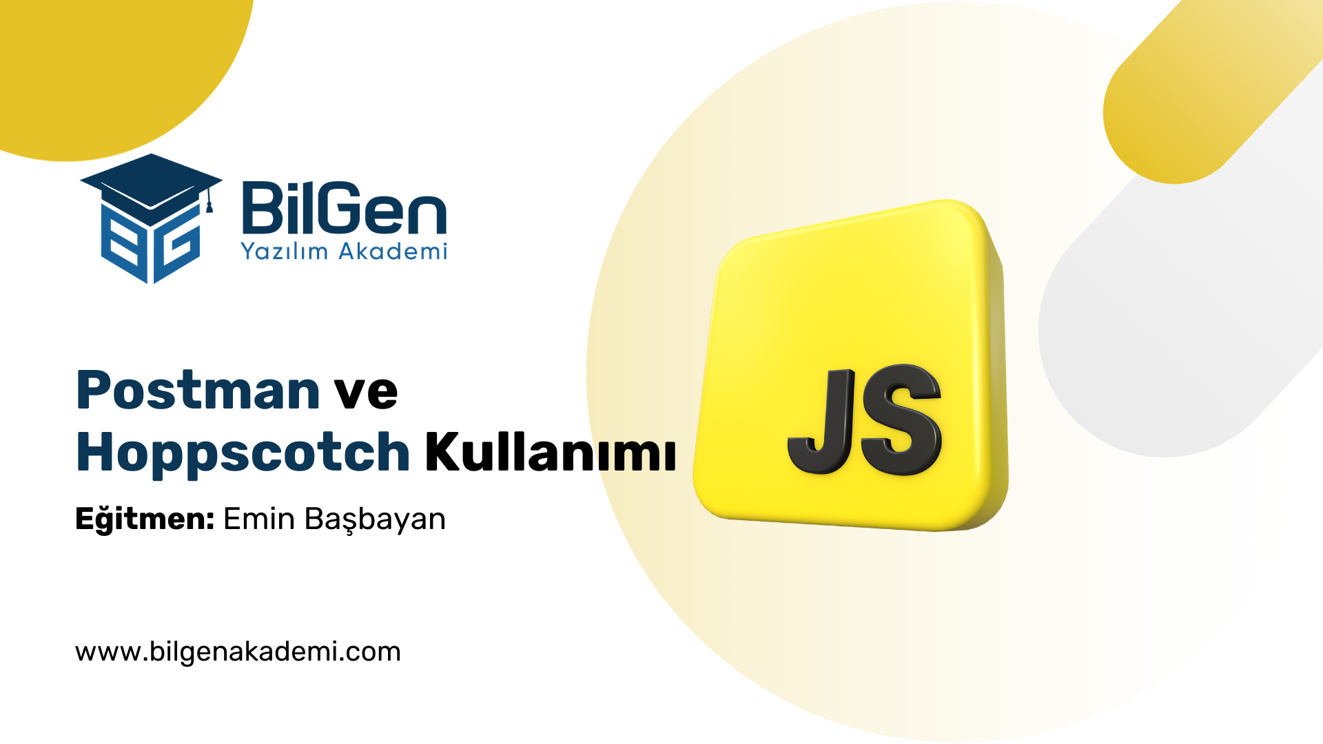 Postman ve Hoppscotch API test araçları arayüzleri, HTTP istekleri ve JSON yanıtları gösteriliyor.