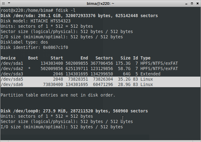 fdisk -l