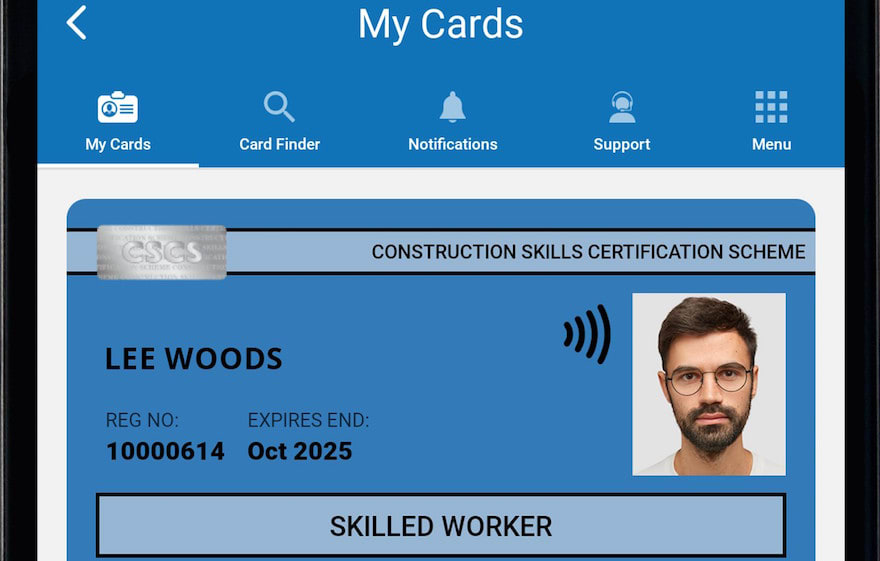A screengrab of the My CSCS app A screengrab of the My CSCS app