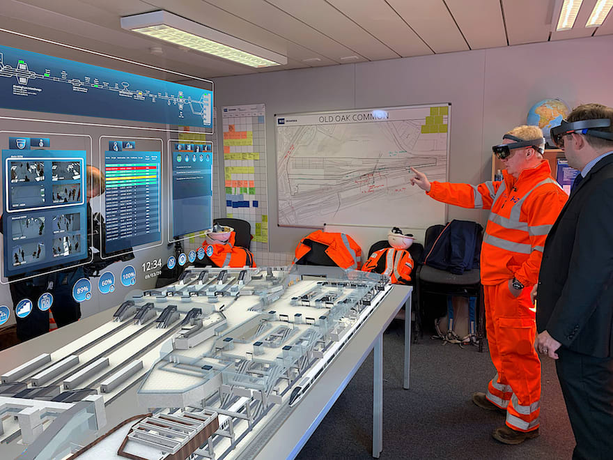 Photograph: augmented reality at Old Oak Common Station, March 2020 Photograph: augmented reality at Old Oak Common Station, March 2020