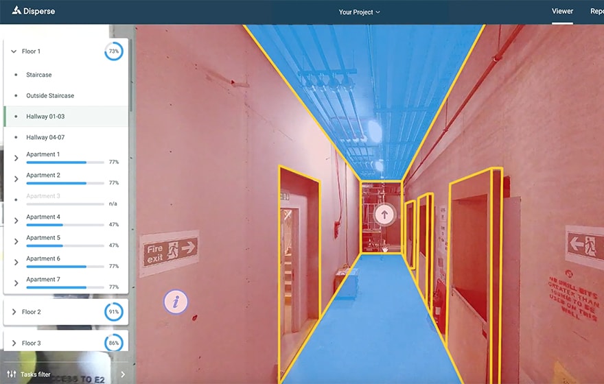 360-degree images are processed using computer vision technology to detect changes, measure progress and identify anomalies 360-degree images are processed using computer vision technology to detect changes, measure progress and identify anomalies