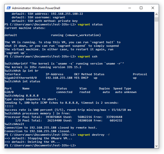 Binary Nature Cisco IOSv Vagrant box for VMware Workstation Pro with