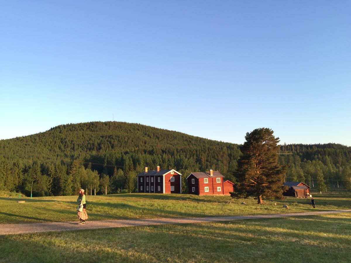 Bingsjöberget reser sig högt över byn.
