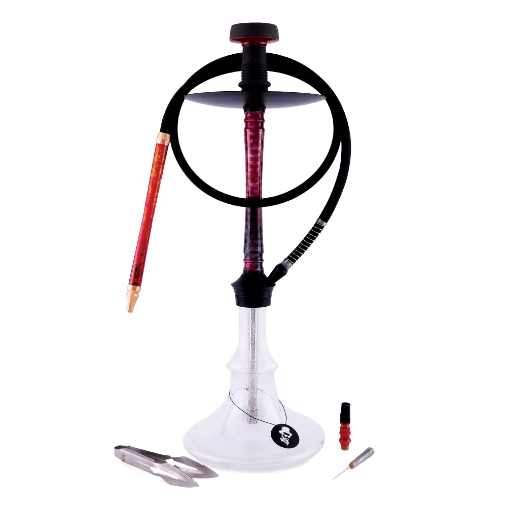 RichMan Luxury Shisha with 3D Shine Vase Dark Red