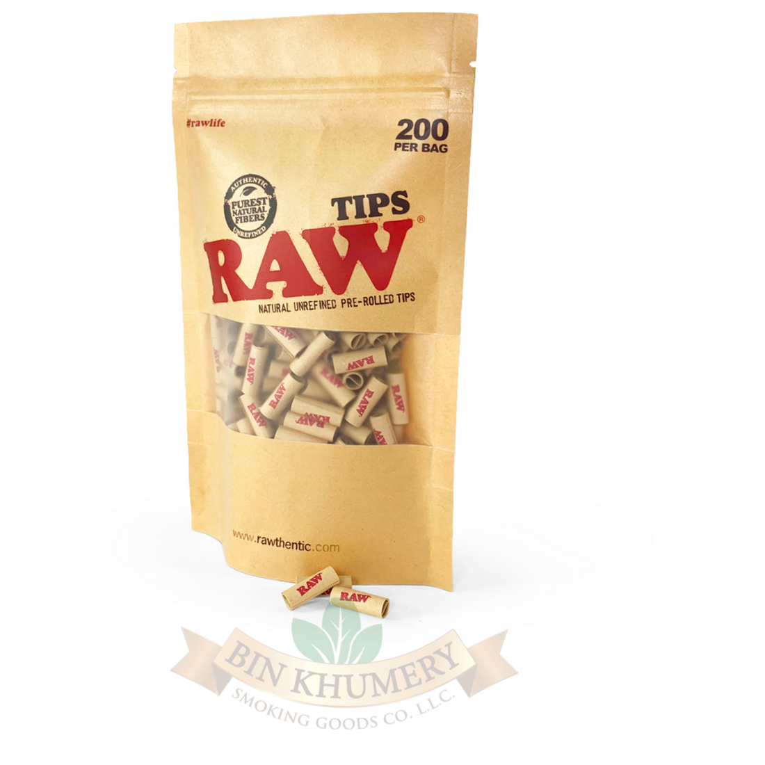 RAW Natural Unrefined Pre-Rolled Filter Tips - 1 Bag of 200 Tips