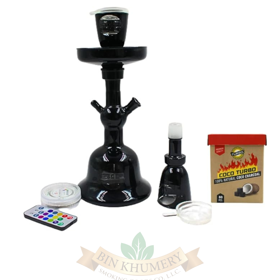 Signature Portable Hookah Set BLACK with Turbo Coco Charcoal